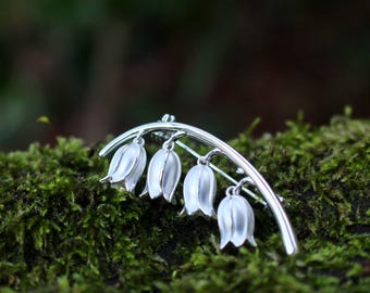 Silver Bluebell Flower Brooch, Silver Plated