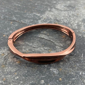 Hinged Twist Style Dark Copper Tone Bangle In Gift Box