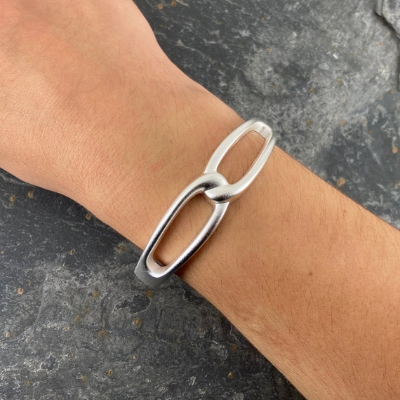 Silver Bangle Ladies Plain Satin Solid Sterling Silver Hinged Silver Bangle Ladies Plain Satin Solid Sterling Silver Hinged