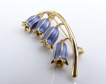 Bluebell Flower Brooch, 14k Gold Plated