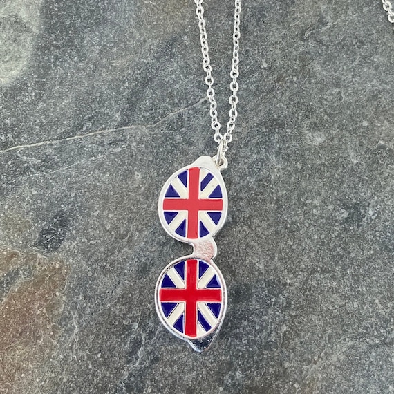 Collier Pendentif Cœur Drapeau Anglais Union Jack - Cordon Noir, Pendentif Métal, Unisexe, Neuf Avec étiquettes