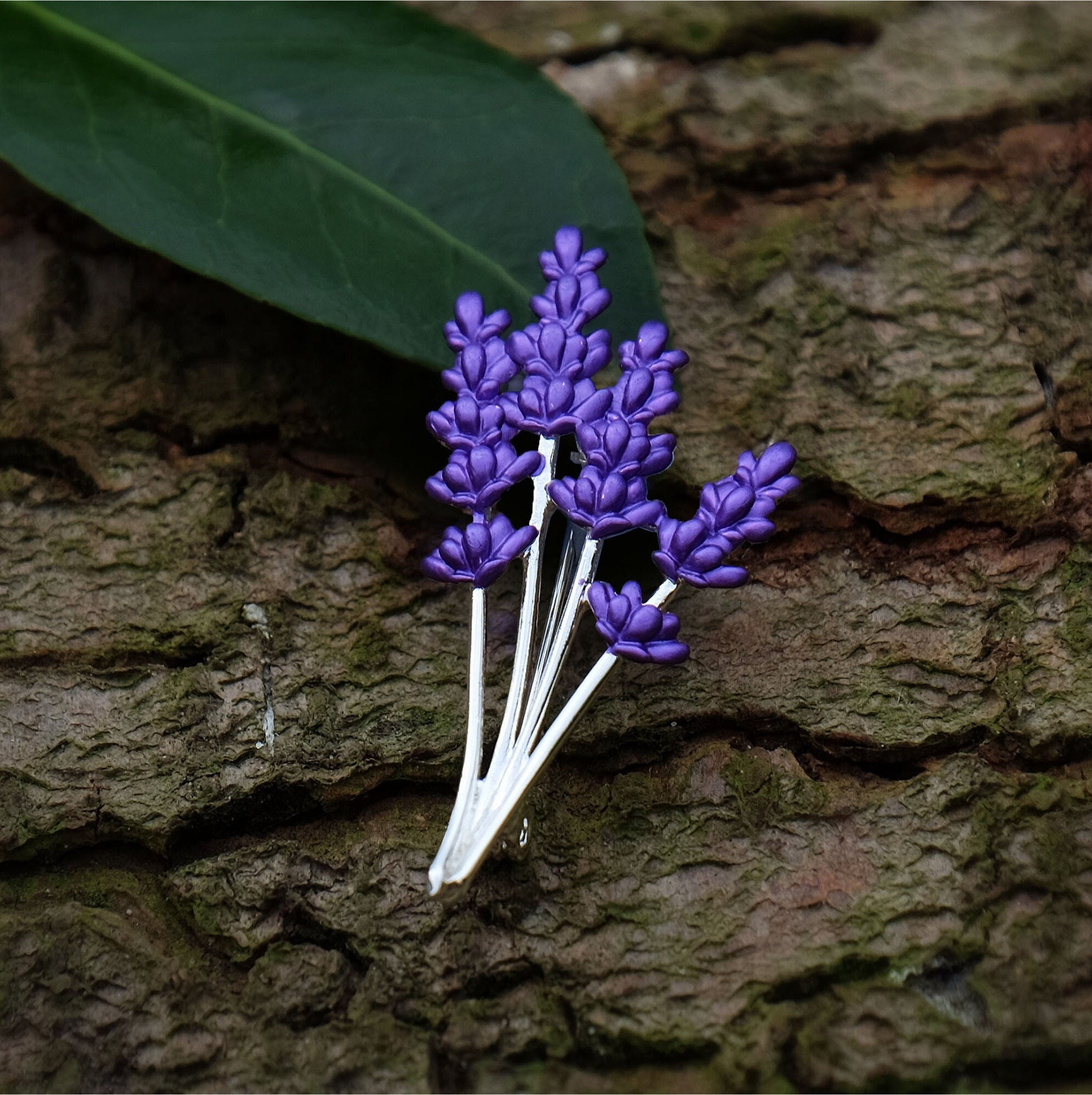 Lavender Purple Flower Brooch Etsy