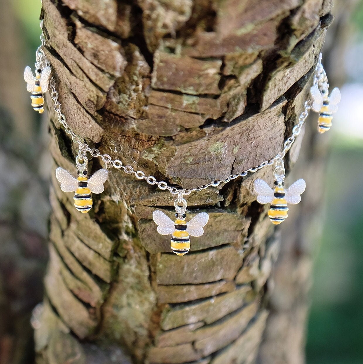 Bee Charm Bracelet, Silver Tone