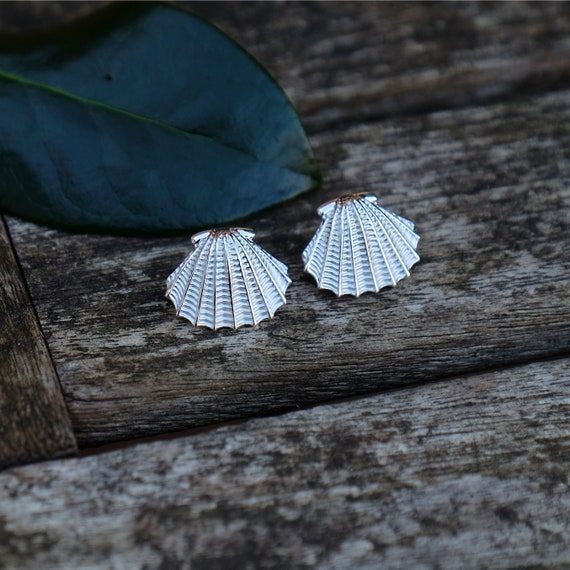 Sea Shell Silver Plated Stud Earrings