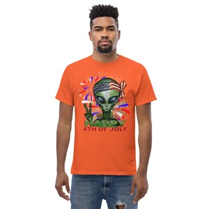 Happy 4th of July Alien Shirt, American Independence Shirt,  UFO Shirt, Alien tee. Alien T- Shirt, Alien Evolution, Alien Head Shirt