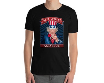 Rood wit en blauw veteraan gift design mannen Tee shirt