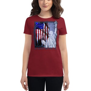 The Secret Of Happiness is  Freedom American  Veterans Patriotic Design Women's Tee Shirt