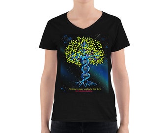 Science May Unlock The Key To Immortality Biotechnology Tree of Life Science Lover Design Women's  V-Neck Tee Shirt