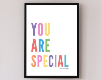 Kids Quote You Are Special Mister Rogers Printable | Classroom Decor | Educational Posters | Nursery Instant Wall Art | Digital Download