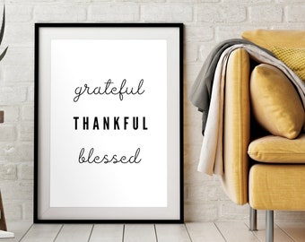 Grateful Print,Blessed Wall Art,Thankful Wall Art Decor,Meaningful Home Decor,Motivational Quote,Educational Poster,Teacher,Digital Download