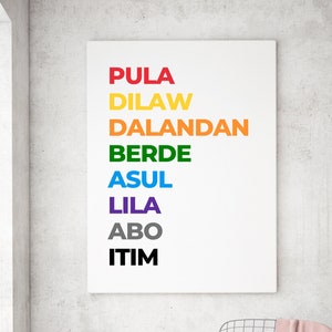 Colores filipinos imprimibles arte de pared para cebuano niños guardería o decoración del hogar Bisaya Descarga digital