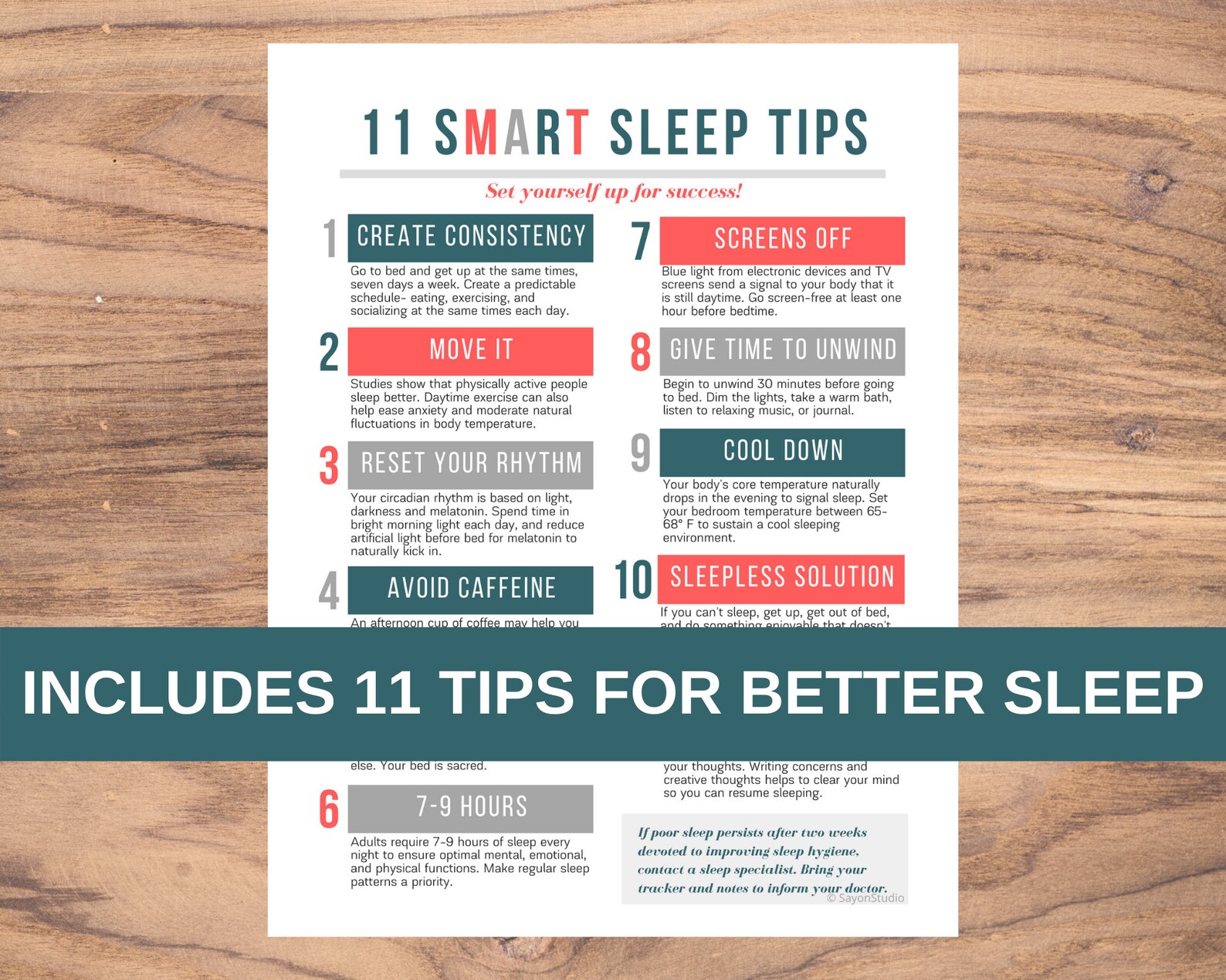 Sleep Tracker SMART goal setting method sleep planner sleep Etsy