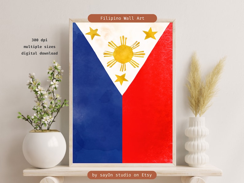 Philippine Flag Watercolor Art Print: Filipino Home Decor (digital ...