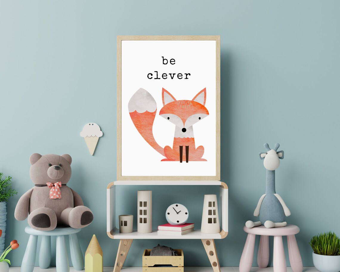Fox Printable Watercolor Animal Nursery Wall Art Inspirational - Etsy