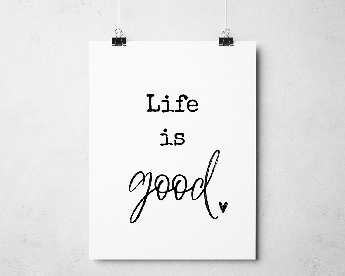 Life is Good Artliving Room Quotespositive Decor Minimalist Etsy