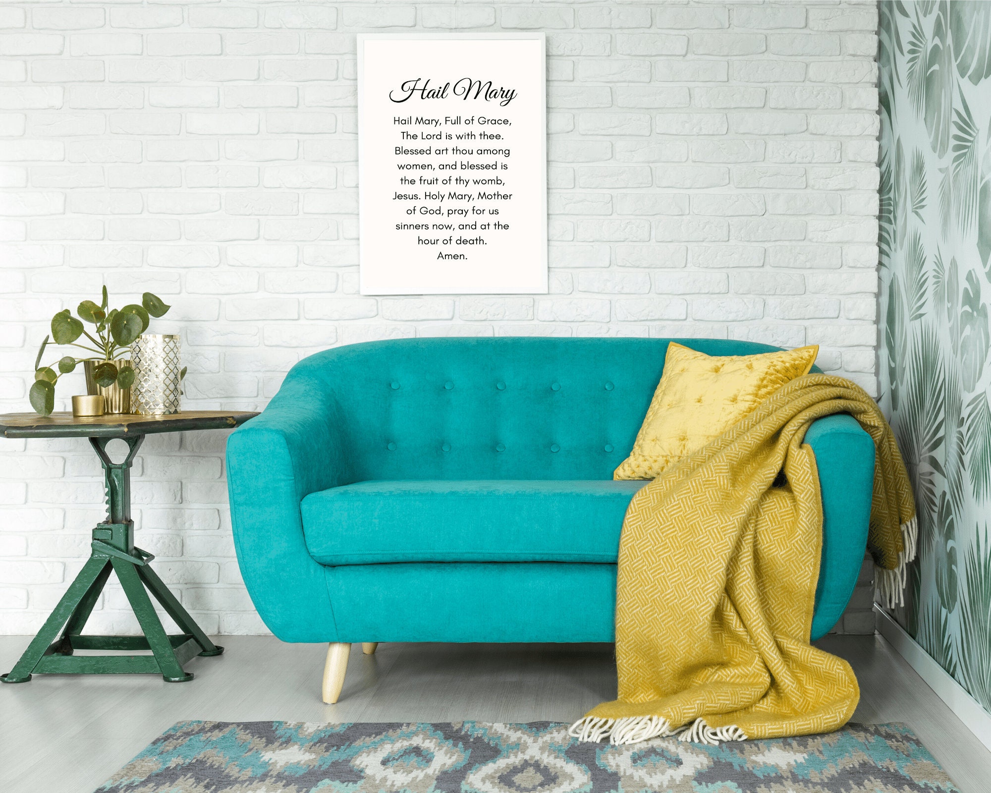 Hail Mary Prayer Wall Art Catholic Home Decor Christian Etsy