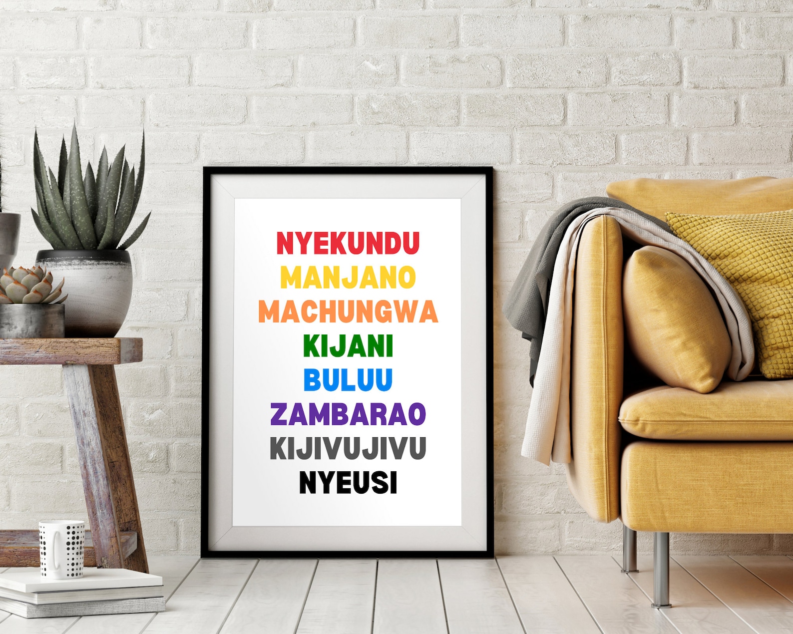Swahili Colors Wall Art Print,swahili Language Decor,educational Poster