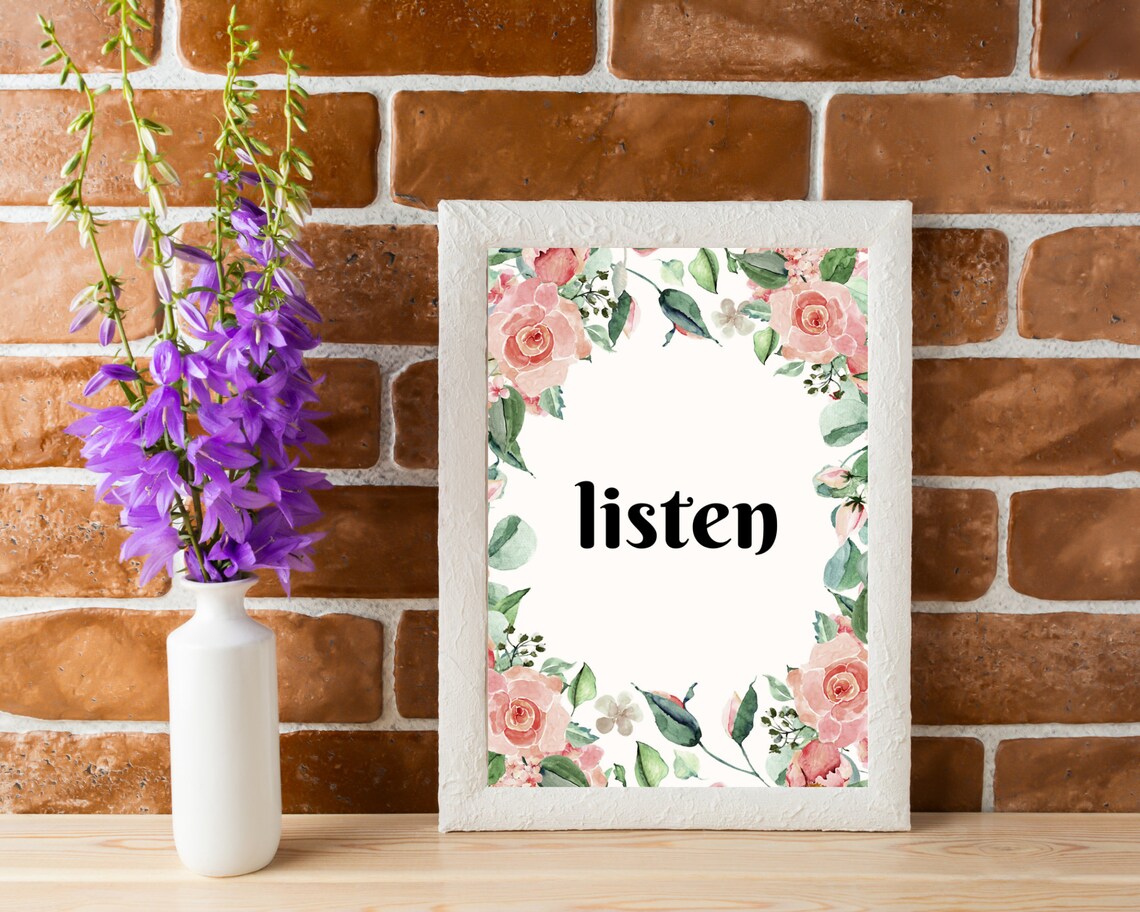 Blush Pink Flower Printable Wall Art Floral Wreath Decor - Etsy