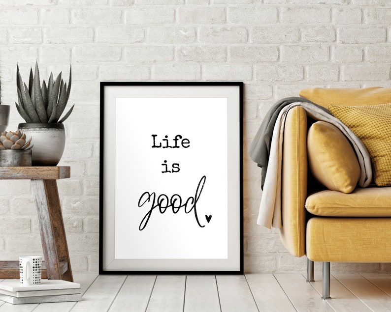 Life is Good Artliving Room Quotespositive Decor Minimalist Etsy