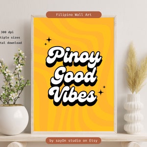 Póster de buenas vibraciones filipinas, divertido regalo de orgullo filipino para decoración del hogar o arte de pared de oficina