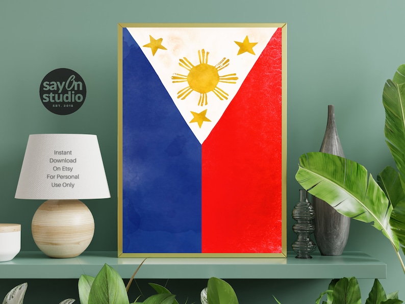 Philippine Flag Watercolor Art Print: Filipino Home Decor (digital ...