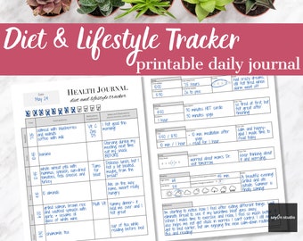 Daily Health Tracker: Diet, Exercise, Sleep, Mood Journal (PDF)