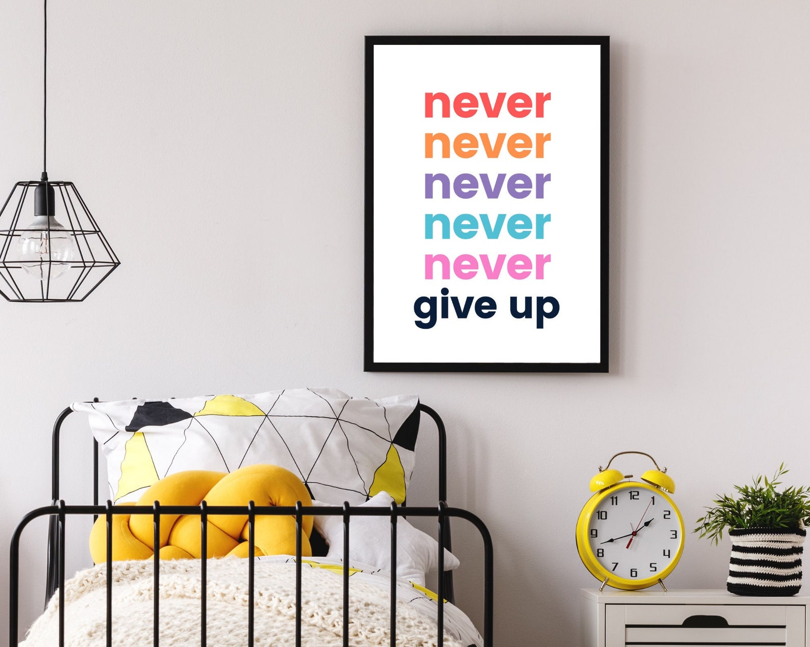 Never Give up Printable Decor | Colorful Kids Wall Art | Positive ...
