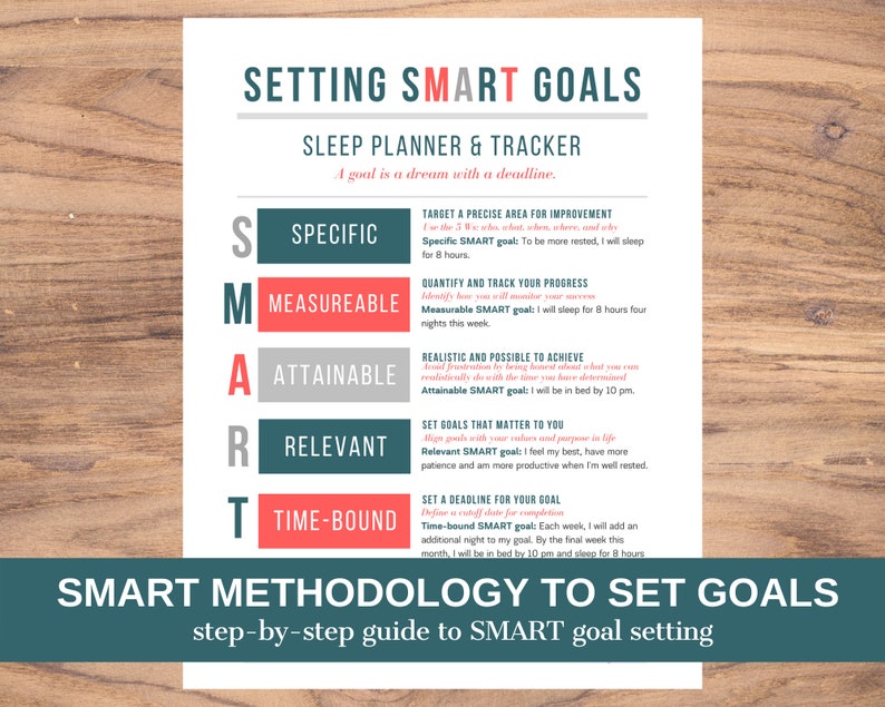 Sleep Tracker SMART goal setting method sleep planner sleep Etsy