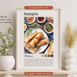Lumpia Painting | Filipino Spring Rolls Art | Nostalgic Kitchen Decor | Iconic Food Poster | Vibrant Rustic Festival Meals
