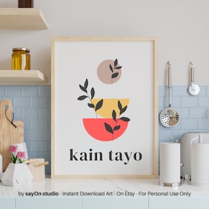 Filipino Kitchen Wall Art Poster | Kain Tayo Printable | Boho Style Kitchen Decor Digital Download | Gift for Filipinos