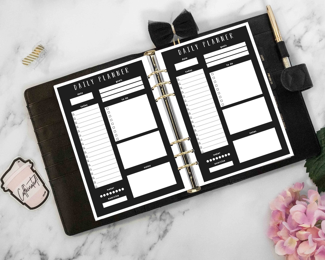 BLACK Printable Planner Inserts Black Theme Planner Inserts Multiple