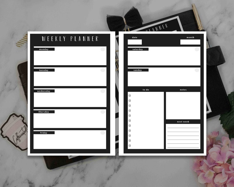 BLACK Printable Planner Inserts Black Theme Planner Inserts Multiple