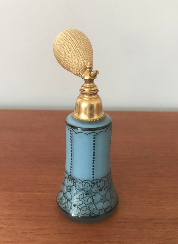 Art Deco Mignon Perfume Atomizer, Blue Cased In C… - image 4