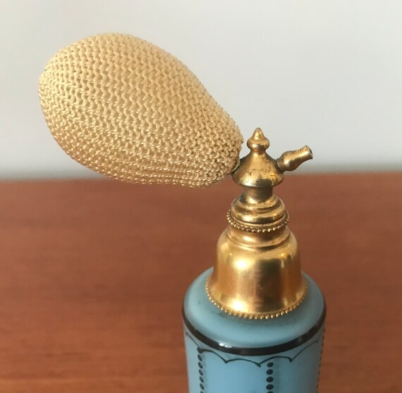 Art Deco Mignon Perfume Atomizer, Blue Cased In C… - image 8