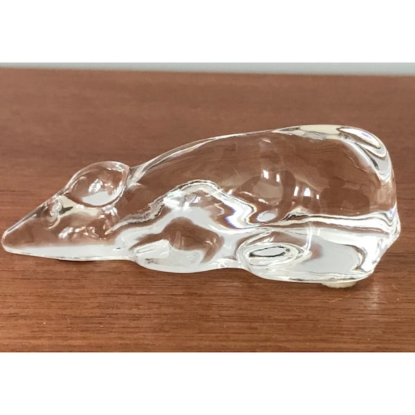 Baccarat Clear Glass Mouse Figurine, Baccarat Art Glass, Hand Blown Art Glass, Sleeping Mouse Glass Figurine, Made In France
