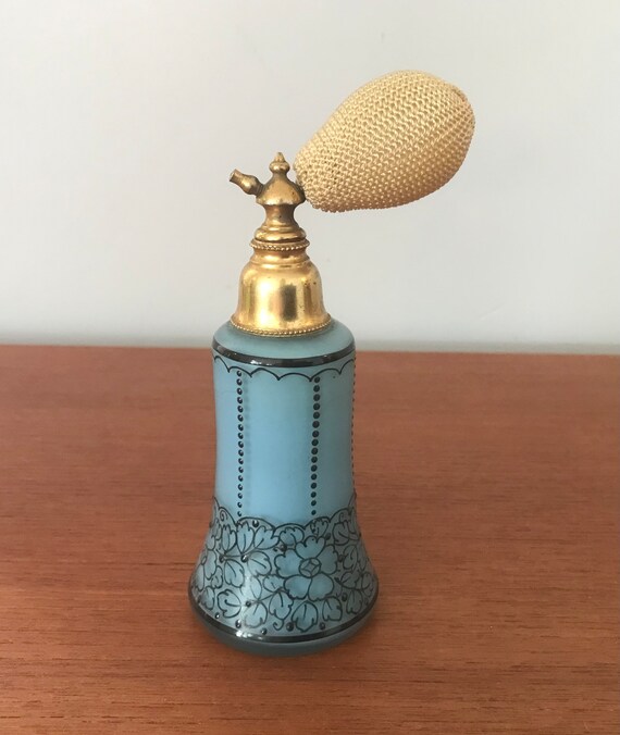 Art Deco Mignon Perfume Atomizer, Blue Cased In C… - image 3