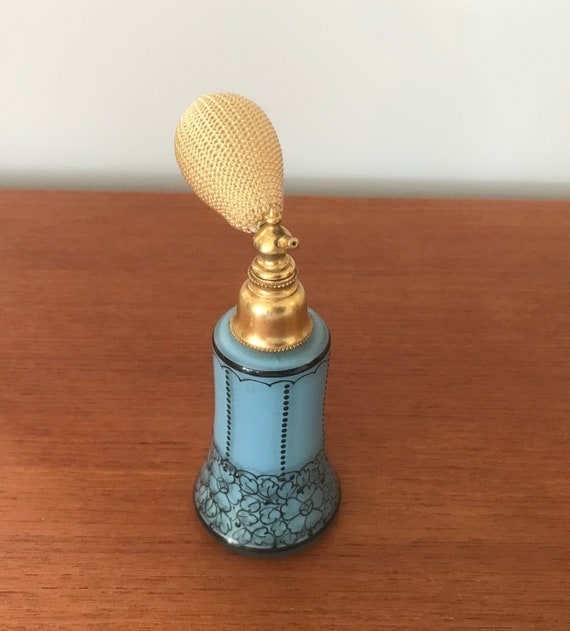 Art Deco Mignon Perfume Atomizer, Blue Cased In C… - image 5