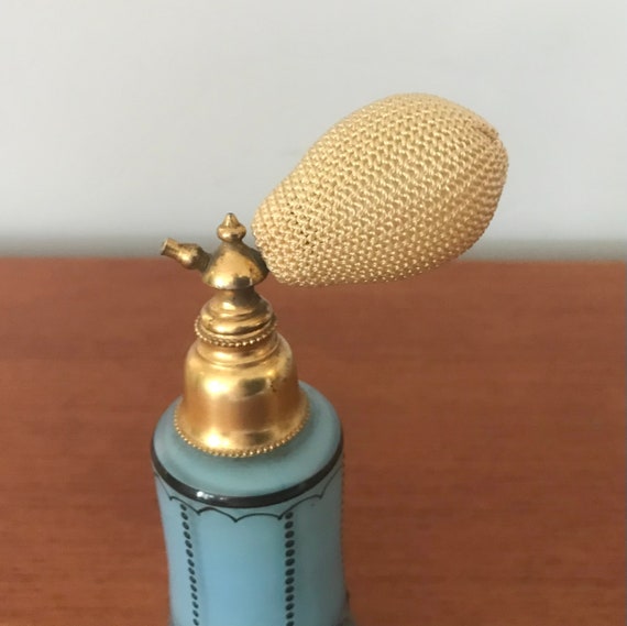 Art Deco Mignon Perfume Atomizer, Blue Cased In C… - image 9