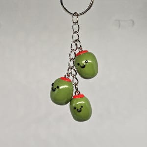 Charming Olive Trio Polymer Clay Keychain ~ Handmade, Kawaii, Gift, Figurine, Cute, Charm, Novelty, Sweet, Miniature, Accessory, Keys, Bag