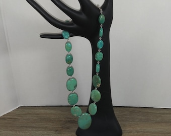 BARSE .925 Sterling Silver Necklace and Stretch Bracelet with Turquoise