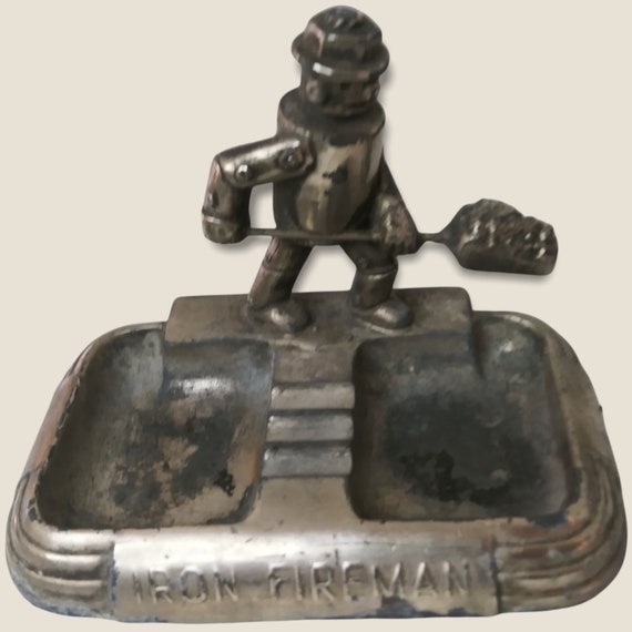Vintage IRON FIREMAN ASHTRAY Circa 1930's A.C. Rehberger/ Chicago