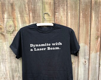 Killer Queen Dynamite with a Laser Beam Unisex Vinyl Printed Nerd T-shirt Slogan Tee.