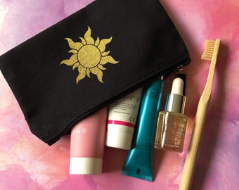Tangled Rapunzel Sun Disney Organic Cotton Small Makeup Cosmetics Bag