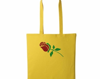 Disney Belle Beauty and the Beast Glitter Rose Cotton Shopping Bag