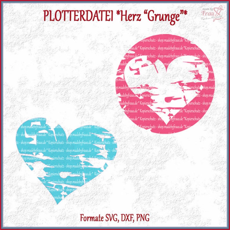 Heart grunge 2 variants Plotter file