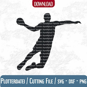 May include: Silhouette of a person playing handball, jumping in the air and throwing the ball. The silhouette is black against a white background.