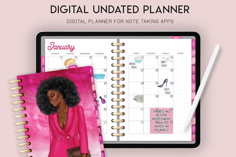 Digital Undated Planner Black Girl Planner African Planner Etsy