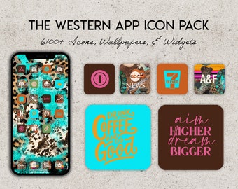 May include: A collection of app icons for an iPhone, featuring a leopard print background and colorful icons with text like "Drink Coffee and Be Good" and "Aim Higher Dream Bigger".