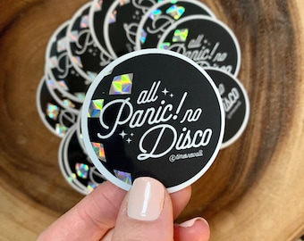 All Panic! No Disco Stickers | Holographic | 2&quot; x 2&quot; Vinyl Decal | Water Bottle Sticker | Laptop Sticker | Music | Pop Culture