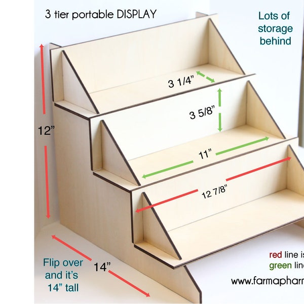 display shelves for crafters, farmers markets. Display for soap, Display for candles, Display for Wine. Portable wooden craft stand.